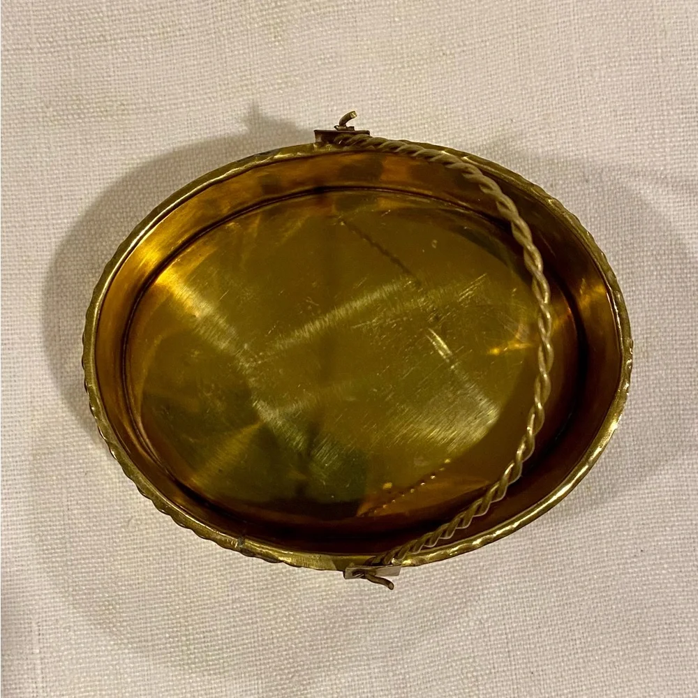 Vintage mini brass basket - trinket box